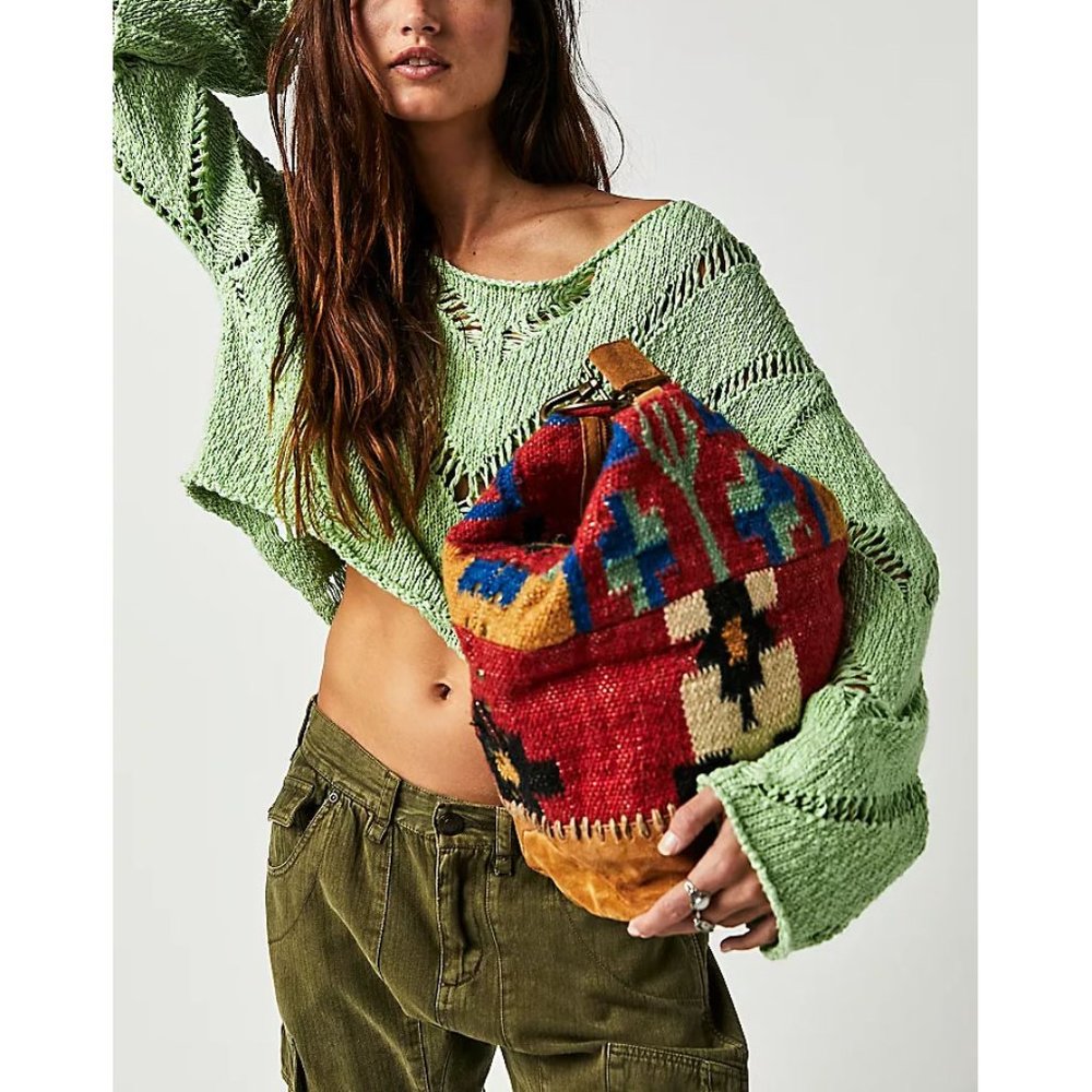 Free People Multicolor Southwestern Pattern Suede Strap Shoulder Bag - Picture 2 of 15